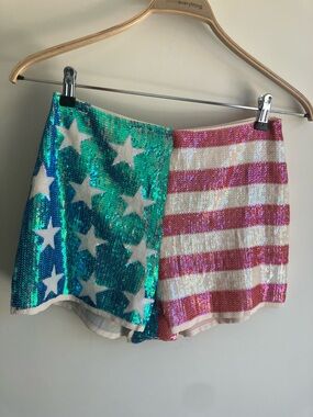 MAY & JULY Sequin USA Flag Design Women’s Shorts Size Medium NWT